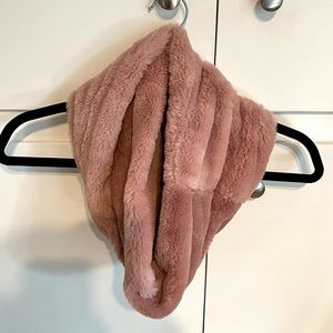 Pink fuzzy scarf